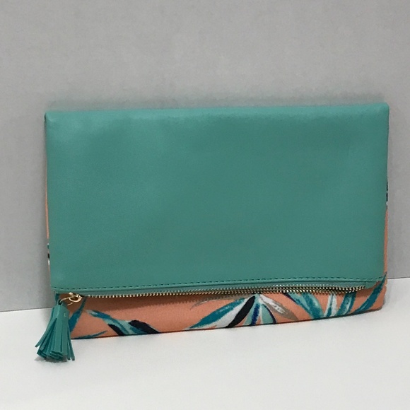 Rachel Pally Fold-Over Fabric/Faux LeatherBag NWOT - Picture 2 of 6